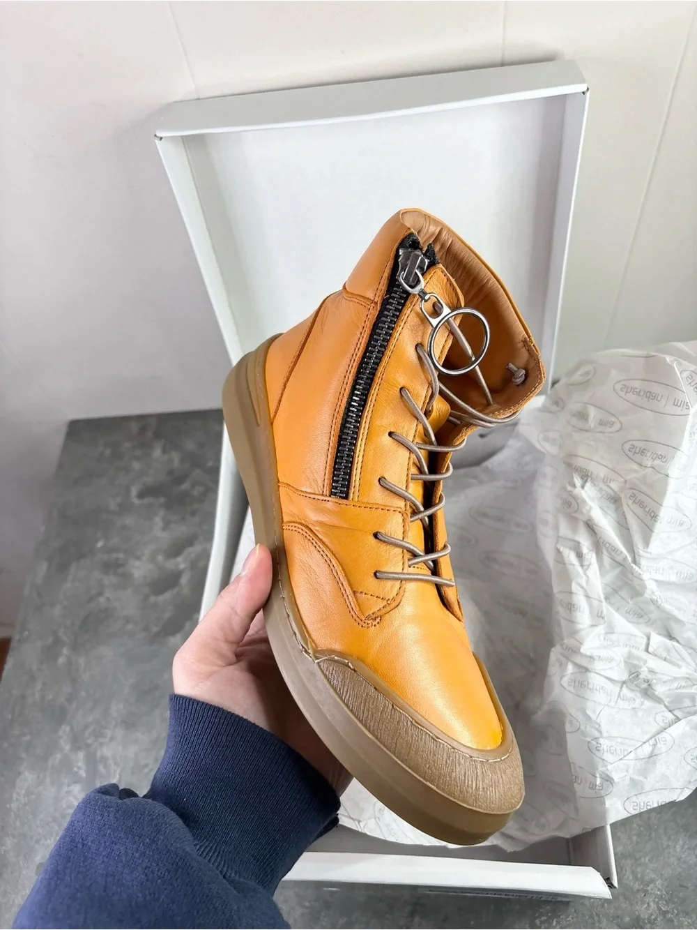 Sheridan Mia Alba leather side-zip ankle boot orange tan size 7.5 new